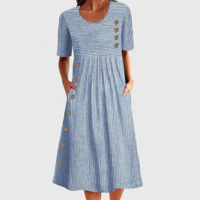 Wanda™ | Striped Button Midi Dress