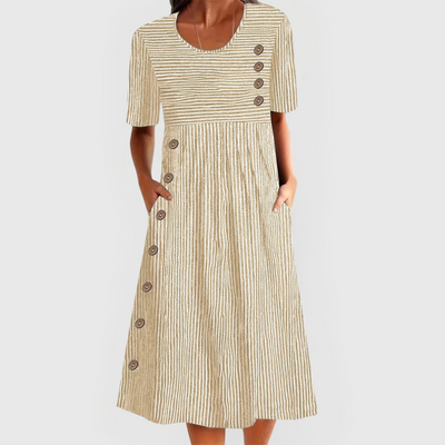 Wanda™ | Striped Button Midi Dress