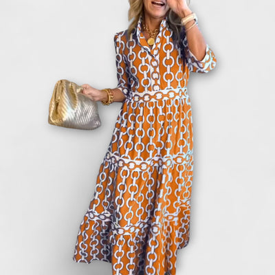 Calira™ | Graphic Chain Midi Dress