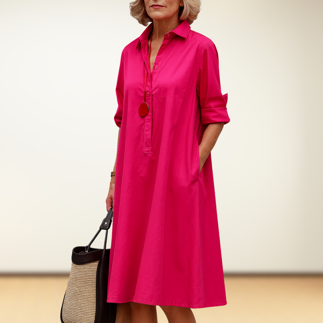 Maren™ | Fuchsia A-Line Shirt Dress