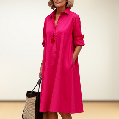 Maren™ | Fuchsia A-Line Shirt Dress