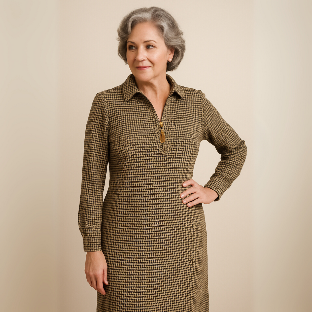Odeline™ | Elegant Houndstooth Dress