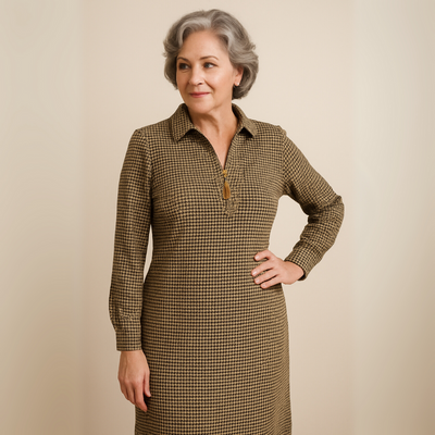 Odeline™ | Elegant Houndstooth Dress