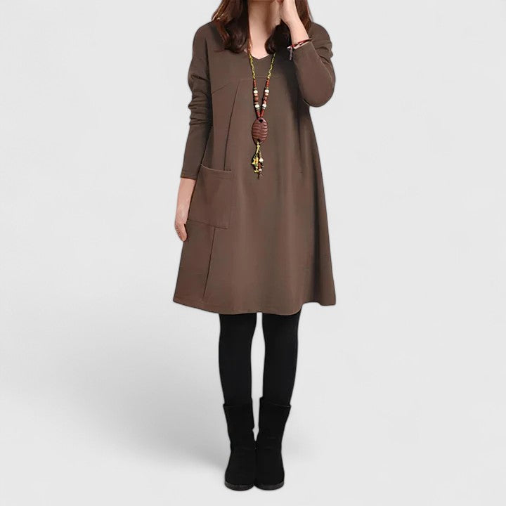 Norelia™ | Long Sleeve Pocket Dress