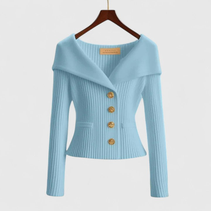 Ceryn™ | Ribbed Button-Down Blazer