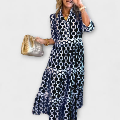 Calira™ | Graphic Chain Midi Dress