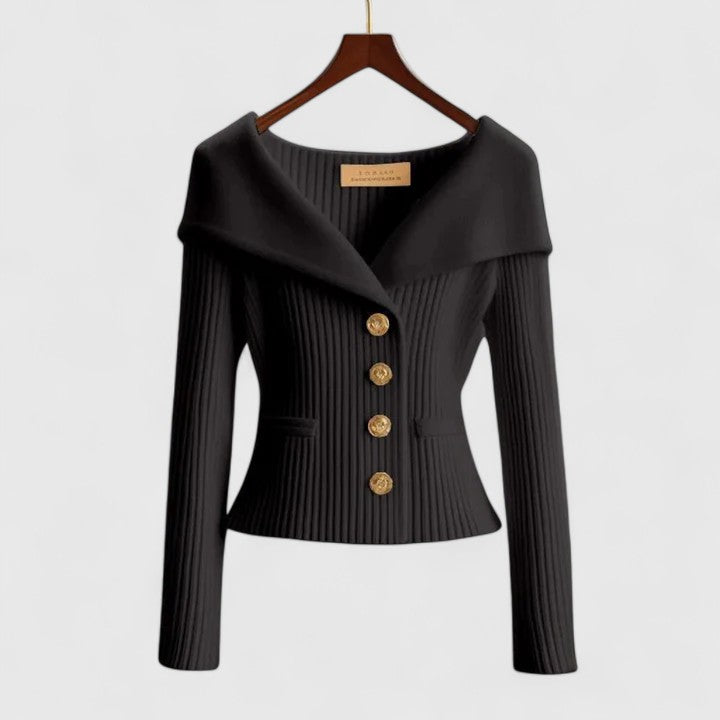 Ceryn™ | Ribbed Button-Down Blazer