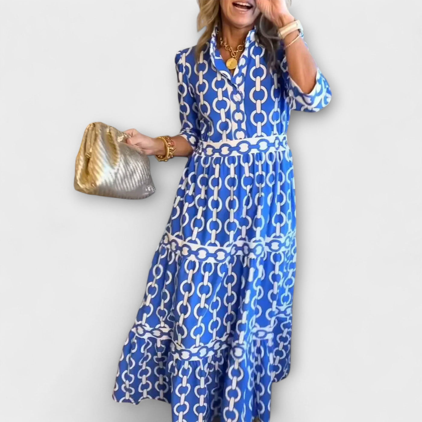 Calira™ | Graphic Chain Midi Dress