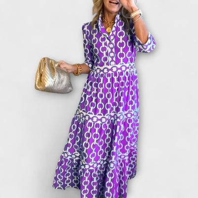 Calira™ | Graphic Chain Midi Dress