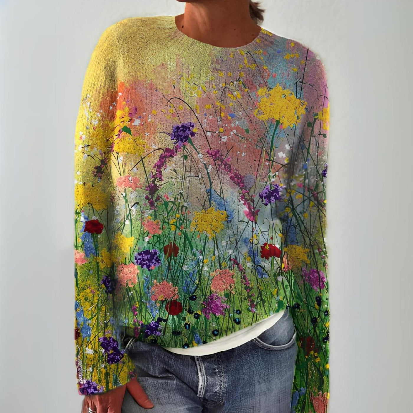 Rhea™ | Flowers Art Cozy Sweater