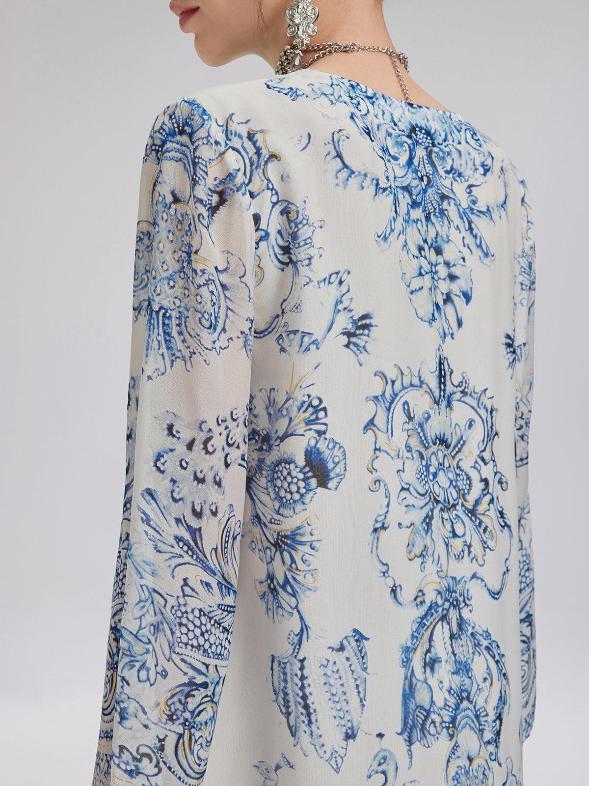 Willa™ | Silk Italian Floral Printed V-Neckline Dress