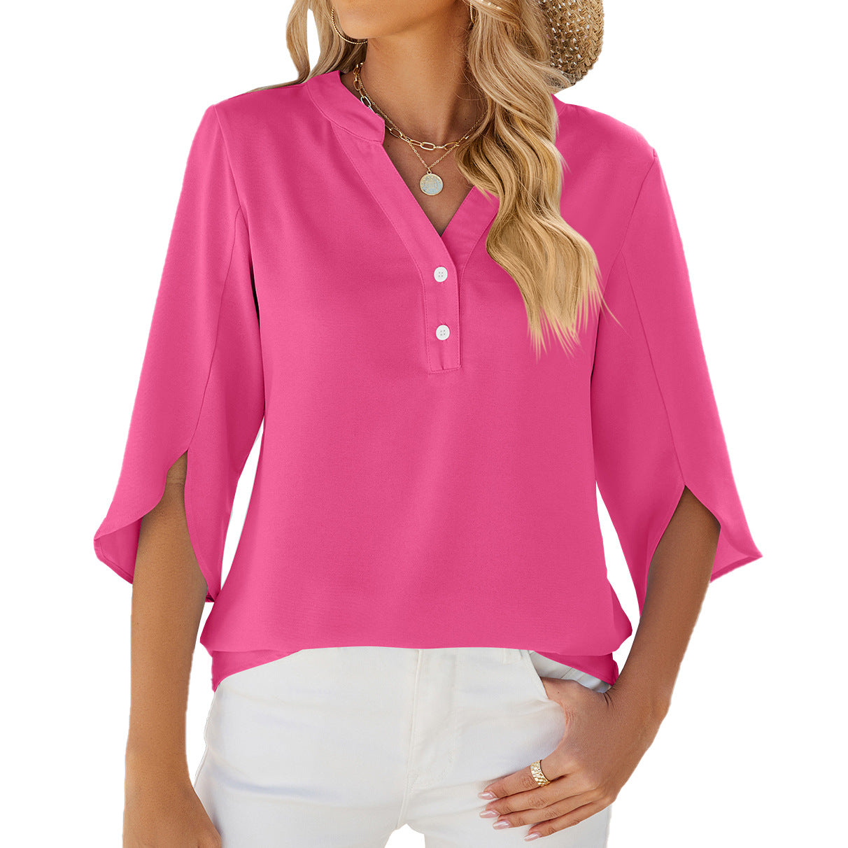 Eveliora™ | Ruffled V-Neck Blouse