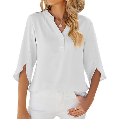 Eveliora™ | Ruffled V-Neck Blouse