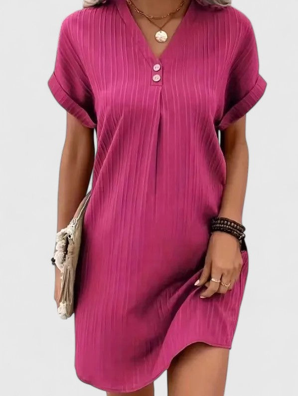 Ollie™ | Buttoned V-Neck Mini Dress