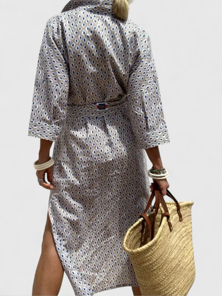 Amarise™ | Striped Belted Shirt Dress