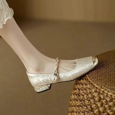 Clarinda™ | Pearl Accent Brocade Flats