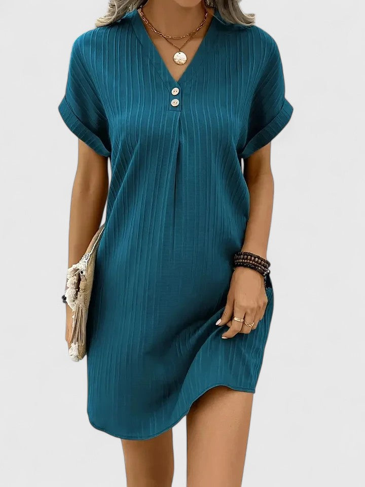 Ollie™ | Buttoned V-Neck Mini Dress