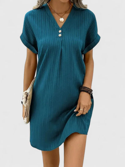 Ollie™ | Buttoned V-Neck Mini Dress