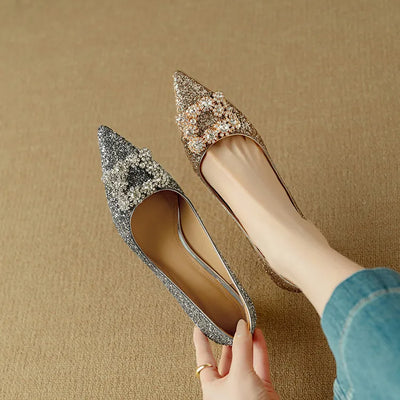 Lynelle™ | Glitter Pointed-Toe Block Heels