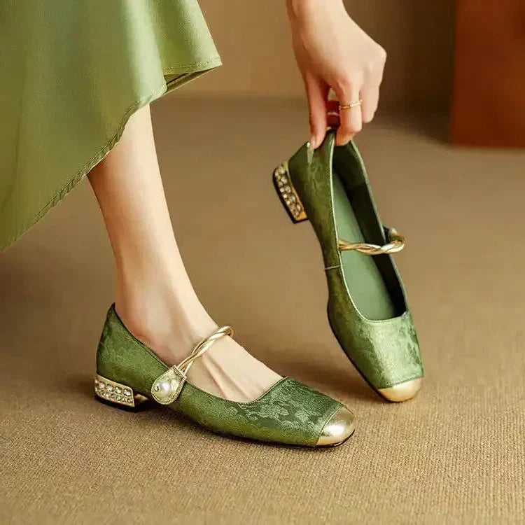 Clarinda™ | Pearl Accent Brocade Flats