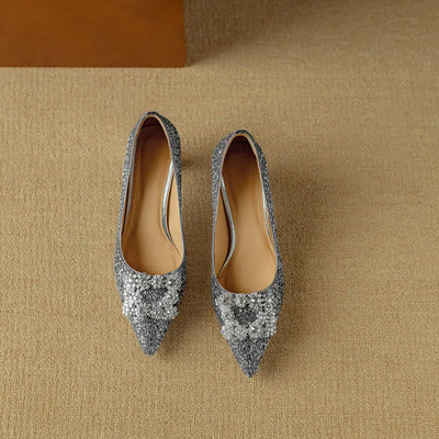 Lynelle™ | Glitter Pointed-Toe Block Heels