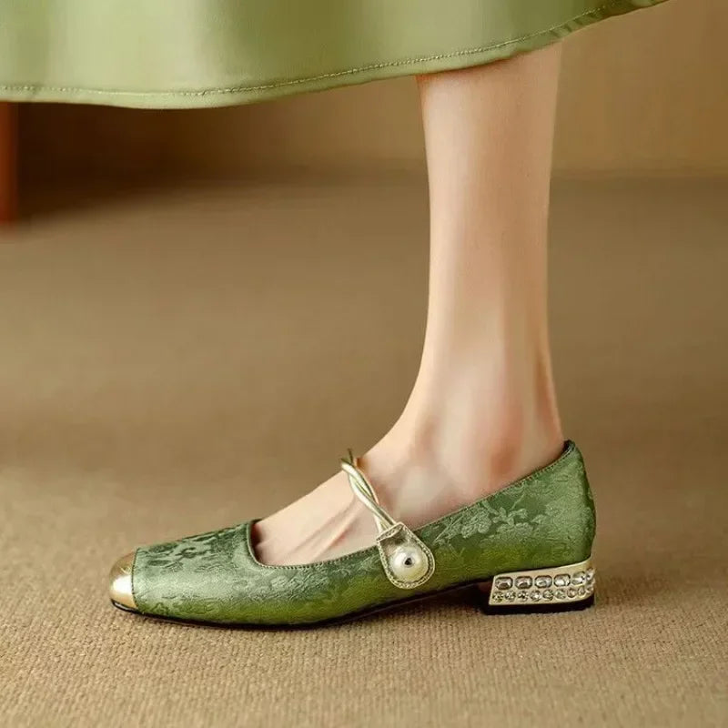 Clarinda™ | Pearl Accent Brocade Flats