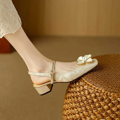Dionne™ | Pearl Floral Strap Heels