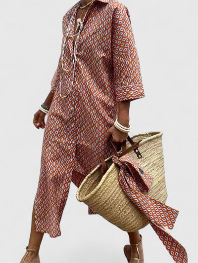 Amarise™ | Striped Belted Shirt Dress