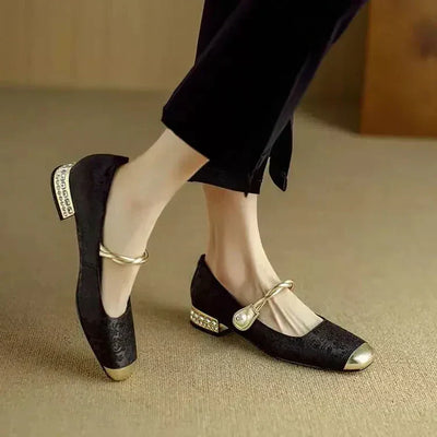 Clarinda™ | Pearl Accent Brocade Flats