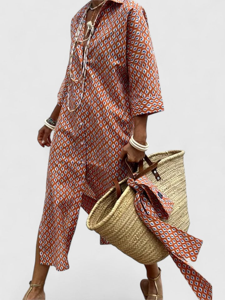 Amarise™ | Striped Belted Shirt Dress