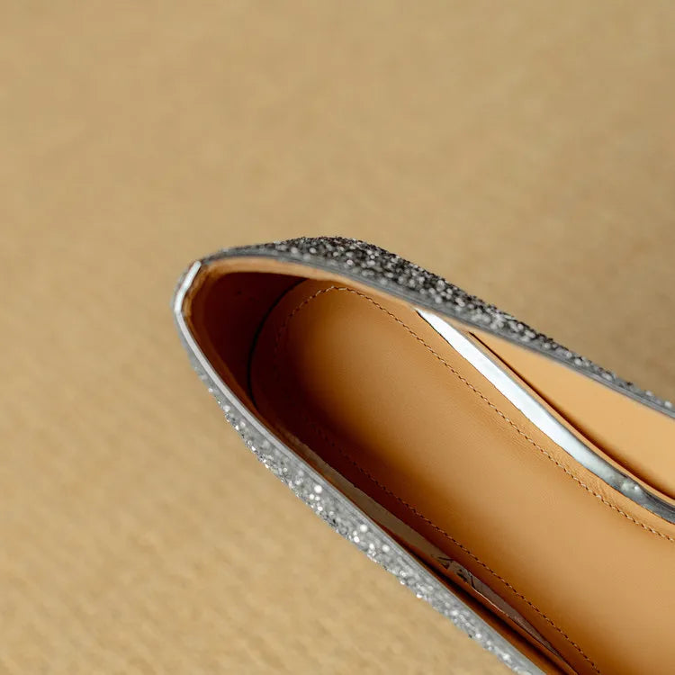 Lynelle™ | Glitter Pointed-Toe Block Heels
