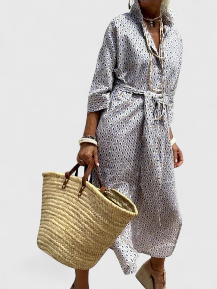Amarise™ | Striped Belted Shirt Dress