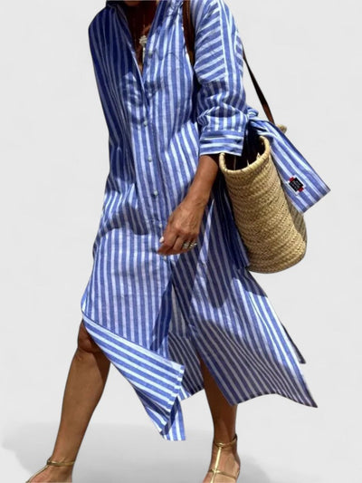 Amarise™ | Striped Belted Shirt Dress