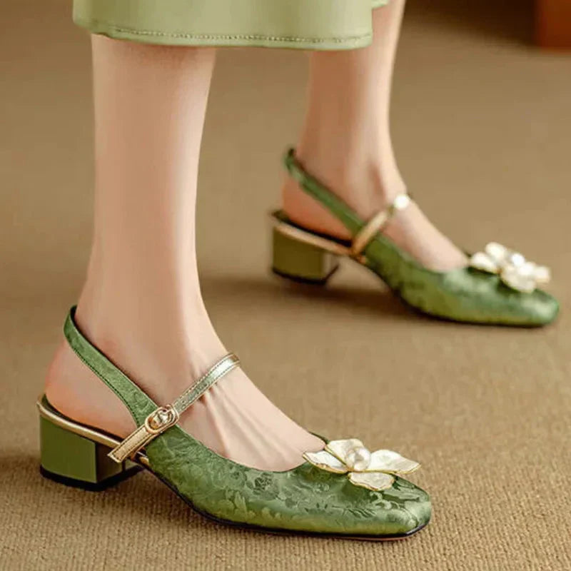 Dionne™ | Pearl Floral Strap Heels