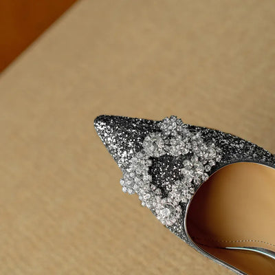 Lynelle™ | Glitter Pointed-Toe Block Heels