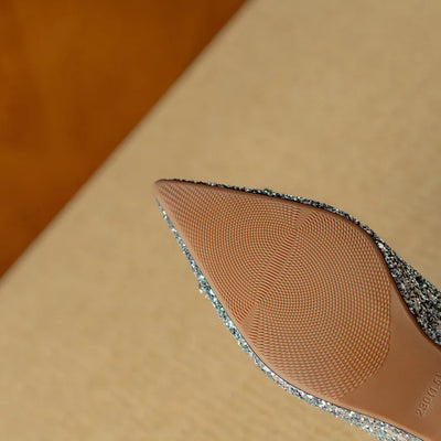 Lynelle™ | Glitter Pointed-Toe Block Heels