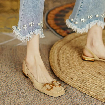 Alarice™ | Classic Slingback Square-Toe Flats