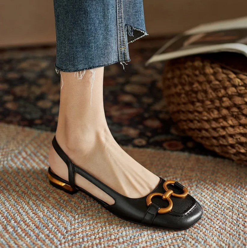 Alarice™ | Classic Slingback Square-Toe Flats