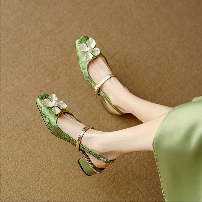 Dionne™ | Pearl Floral Strap Heels