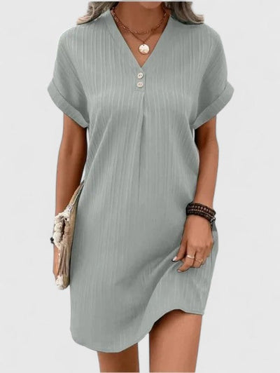 Ollie™ | Buttoned V-Neck Mini Dress