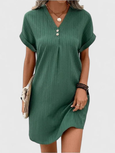 Ollie™ | Buttoned V-Neck Mini Dress
