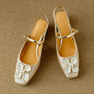 Dionne™ | Pearl Floral Strap Heels