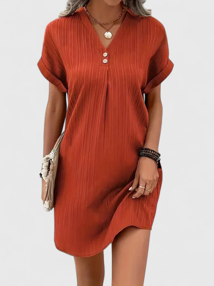 Ollie™ | Buttoned V-Neck Mini Dress