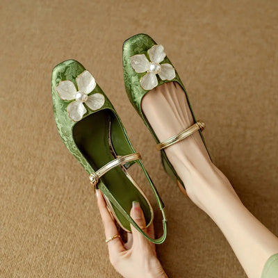 Dionne™ | Pearl Floral Strap Heels