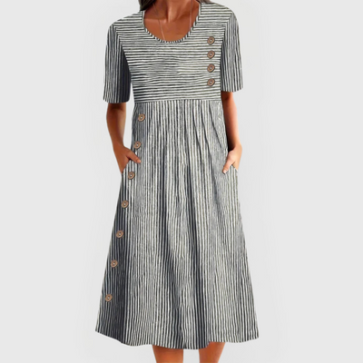 Wanda™ | Striped Button Midi Dress