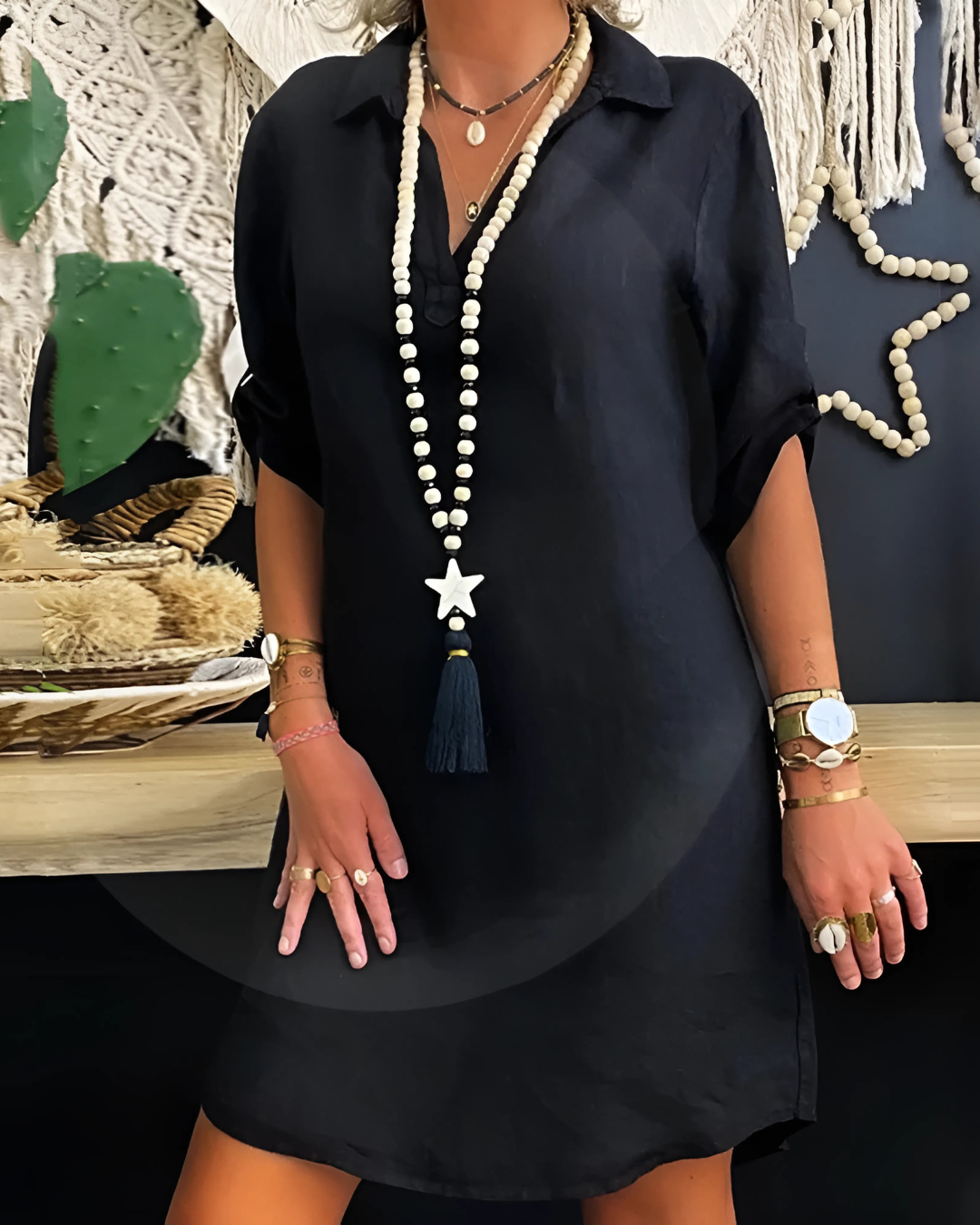Mireva™ | Casual V-Neck Button-Free Mini Dress