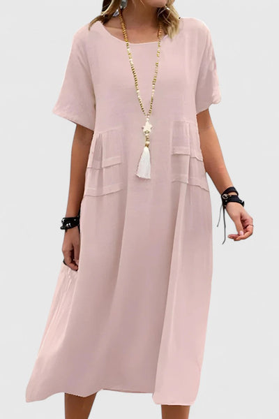 Aurelia™ | Loose Short-Sleeve Pocket Midi Dress