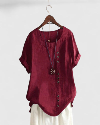 Elowen™ | Asymmetric Button Blouse