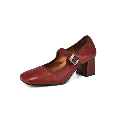 Claudine™ | Retro Buckle Block Heel Pumps