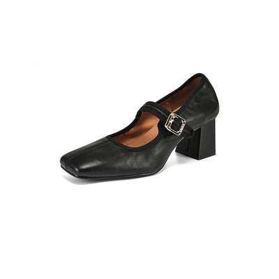 Claudine™ | Retro Buckle Block Heel Pumps
